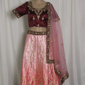 Wine top with a pink ombré skirt